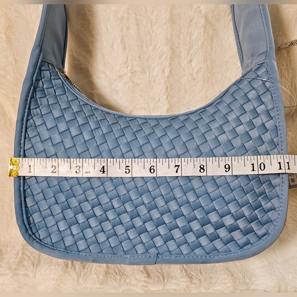Anthropologie Woven Neoprene Shoulder Bag BLUE  7"H, 11"W, 4.5"D - Picture 9 of 15